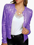 Full Size Sequin Long Sleeve Jacket Plus Size - Trendsi - Flyclothing LLC