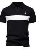 Men's Giraffe Embroidered Collared Neck Contrast Polo - Trendsi - Flyclothing LLC