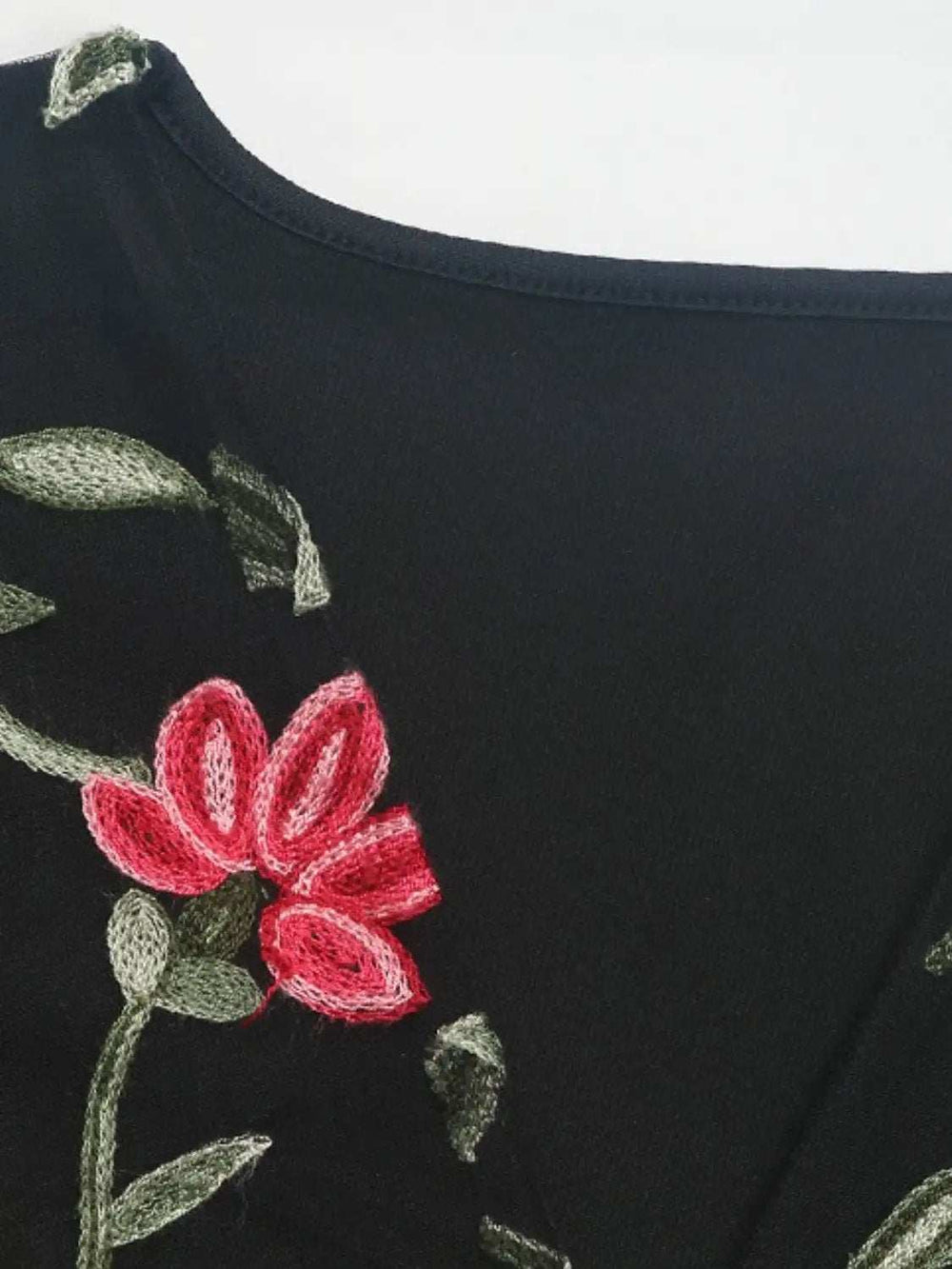 Perfee Embroidered V-Neck Floral Bodysuit - Trendsi - Flyclothing LLC