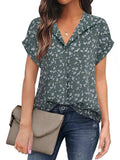 Collared Neck Short Sleeve Blouse - Trendsi - Flyclothing LLC