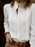 Lace Trim Long Sleeve Shirt - Trendsi - Flyclothing LLC