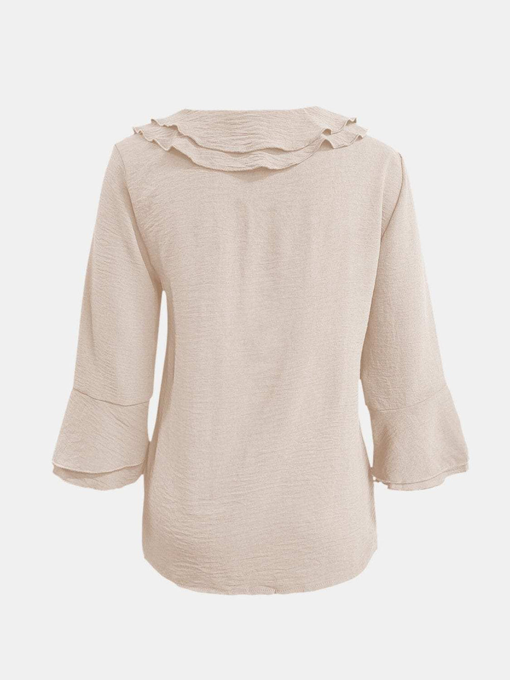 Full Size Ruffled V-Neck Flounce Sleeve Blouse - Trendsi - Flyclothing LLC
