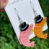 Whimsical Shrimp Earrings with Top Hats - Trendsi - Flyclothing LLC