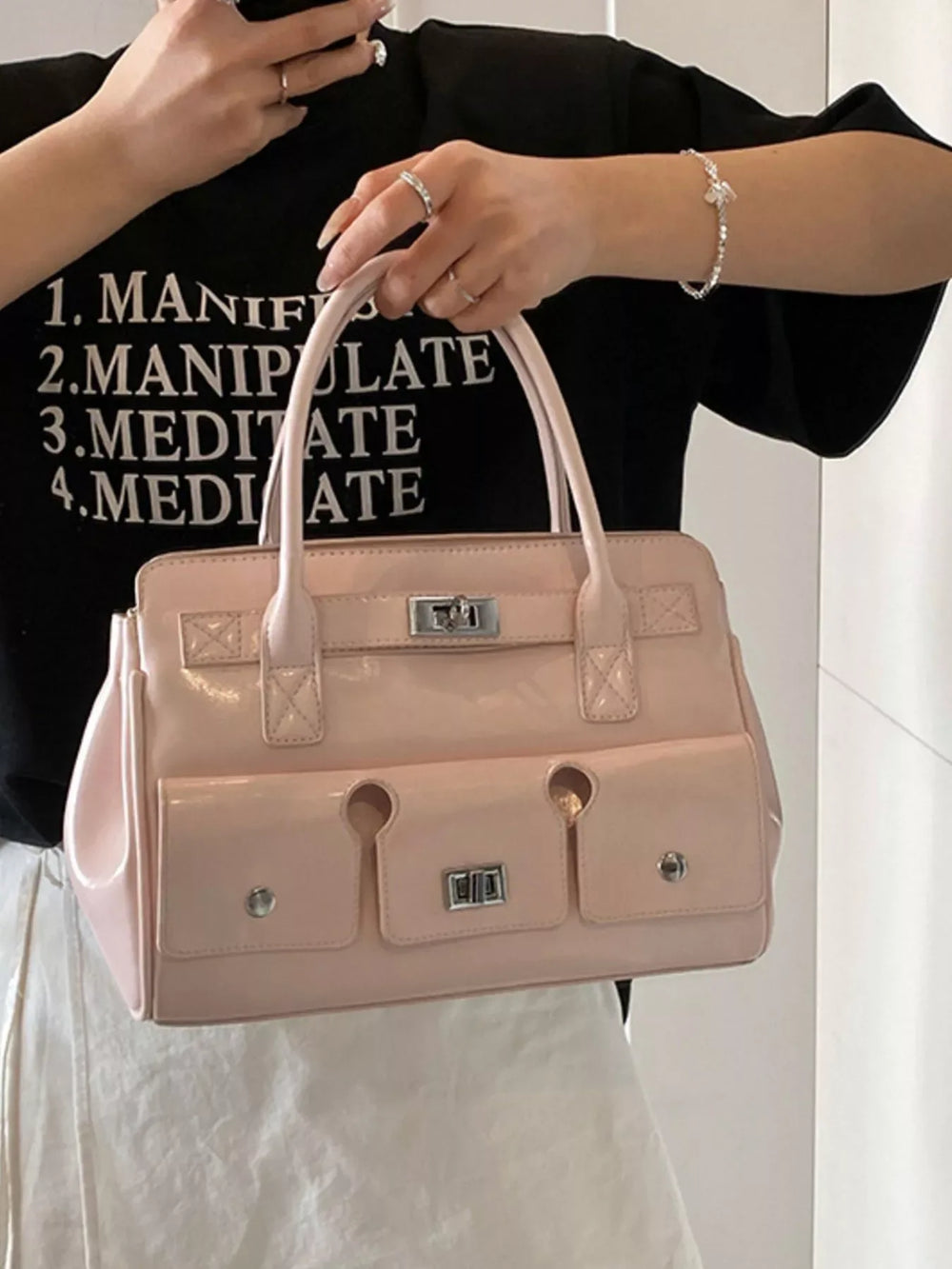 Top Handle Shoulder Bag - Trendsi - Flyclothing LLC