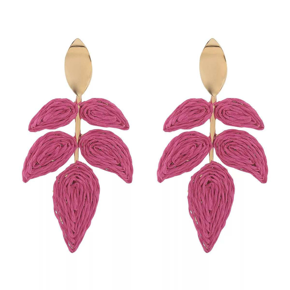 Rattan Woven Leaf Dangle Earrings - Trendsi - Flyclothing LLC
