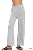 Zenana Soft Melange Hacci Elastic Waistband Lounge Pants - Trendsi - Flyclothing LLC