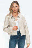 Snobbish Snap Down Long Sleeve PU Leather Jacket - Trendsi - Flyclothing LLC