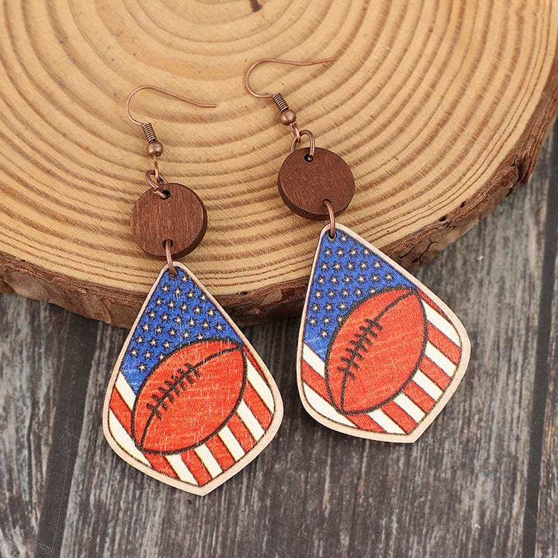 Printed Wooden Dangle Earrings - Trendsi - Flyclothing LLC