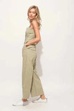 And The Why Square Neck Button Down Cropped Wide Leg Jumpsuit - Trendsi - Flyclothing LLC