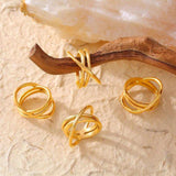 18K Gold-Plated Crisscross Ring - Trendsi - Flyclothing LLC