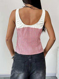 Perfee Contrast Plaid Square Neck Tank - Trendsi - Flyclothing LLC
