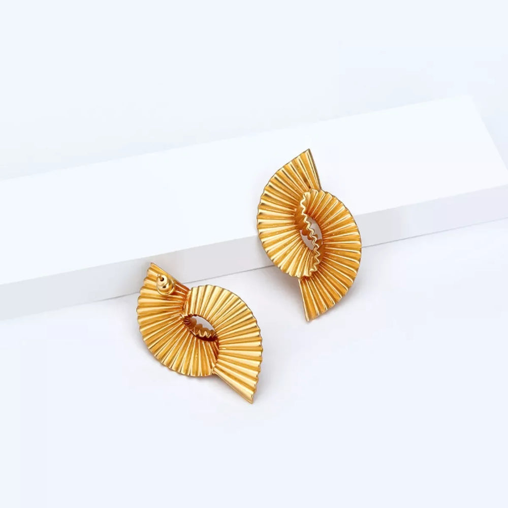 18K Gold-Plated Copper Geometric Spiral Earrings - Trendsi - Flyclothing LLC