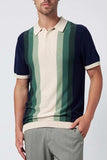 Men's Plus Size Contrast Striped Short Sleeve Polo - Trendsi - Flyclothing LLC