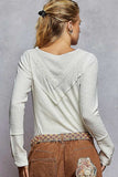POL Ribbed Half Button Lace Detail Knit Top - Trendsi - Flyclothing LLC