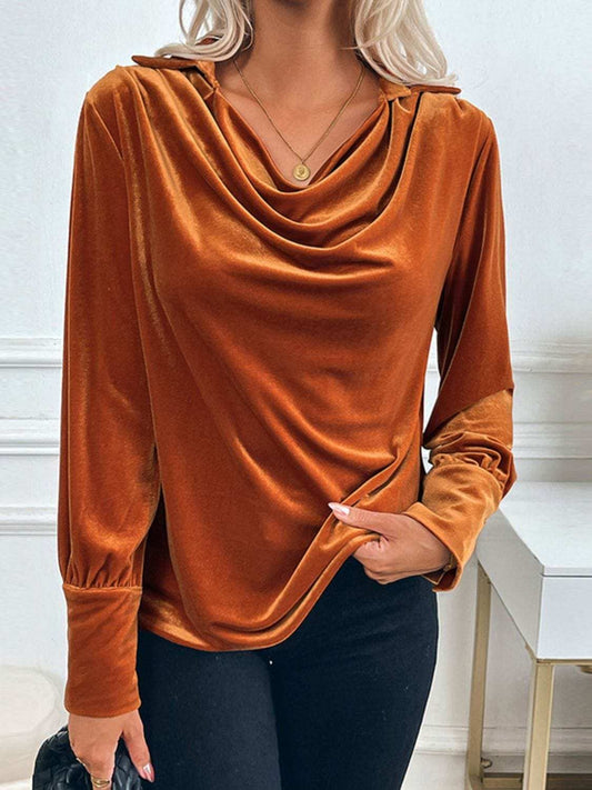 Perfee Ruched Long Sleeve Blouse - Trendsi - Flyclothing LLC