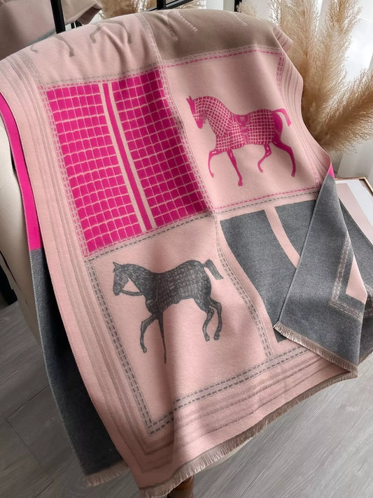 Equestrian Print Warm Scarf - Trendsi - Flyclothing LLC