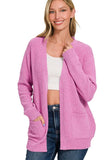 Zenana Melange Open Front Sweater Cardigan - Trendsi - Flyclothing LLC