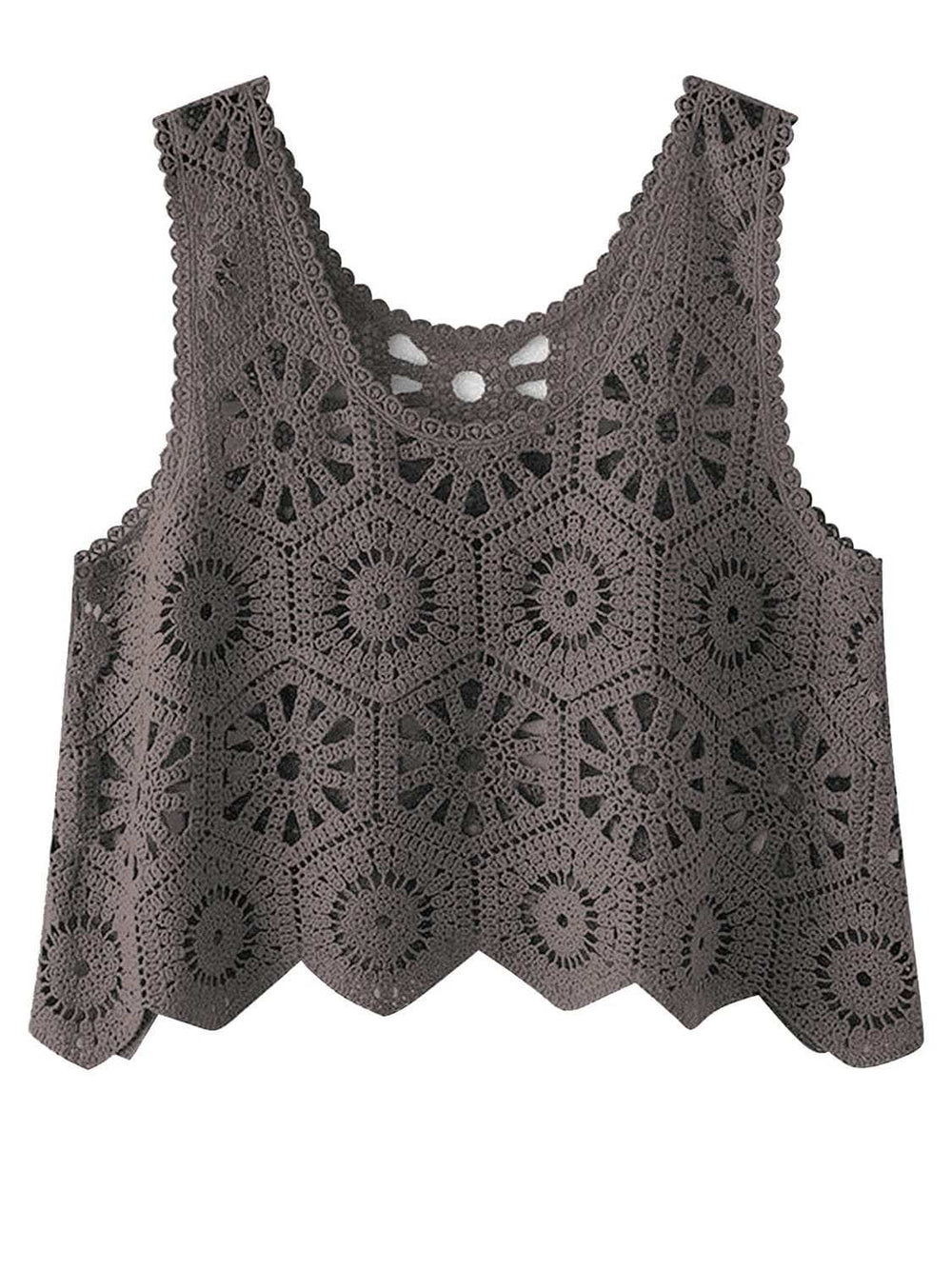 Openwork Round Neck Knit Vest - Trendsi - Flyclothing LLC