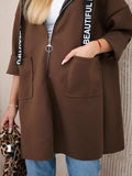 Full Size Hooded Zip-Up Longline Outerwear Plus Size - Trendsi - Flyclothing LLC