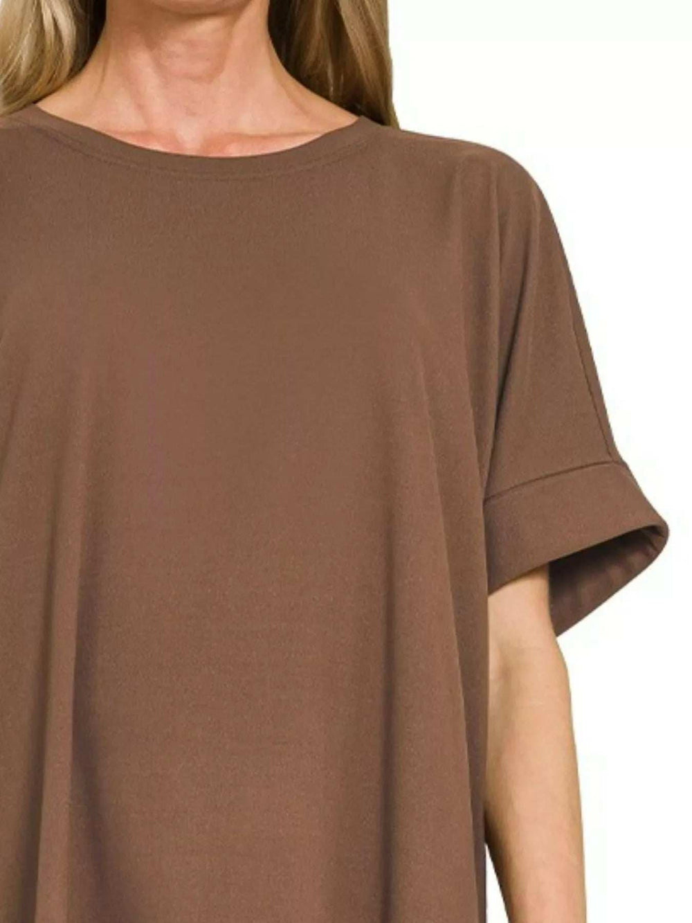 Zenana Full Size Brushed Dty Microfiber Round Neck Top and Biker Shorts Set Plus Size - Trendsi - Flyclothing LLC