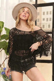 ADORA Fringe Hem Crochet Top - Trendsi - Flyclothing LLC
