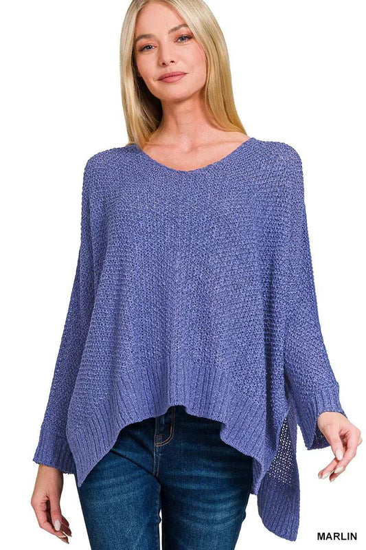Zenana Dolman Sleeve V-Neck Sweater - Trendsi - Flyclothing LLC