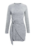 Round Neck Long Sleeve Bodycon Dress - Trendsi - Flyclothing LLC