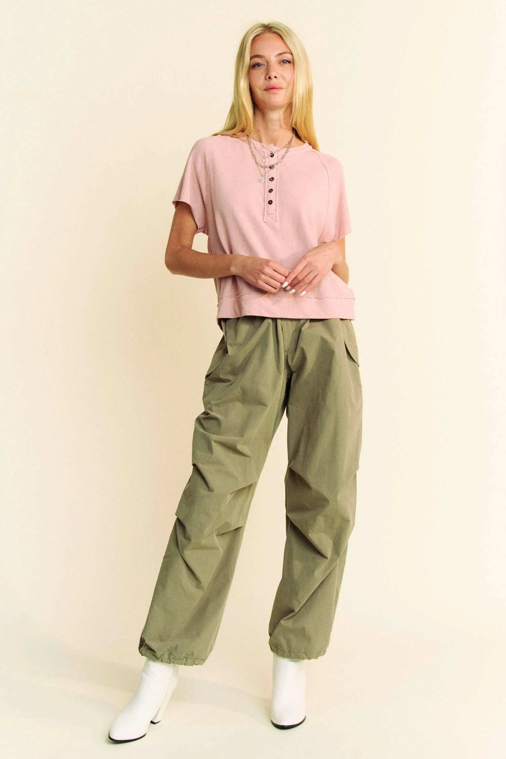 Davi & Dani Breezy Knit Fabric Short Sleeve T-shirt Top - Trendsi - Flyclothing LLC