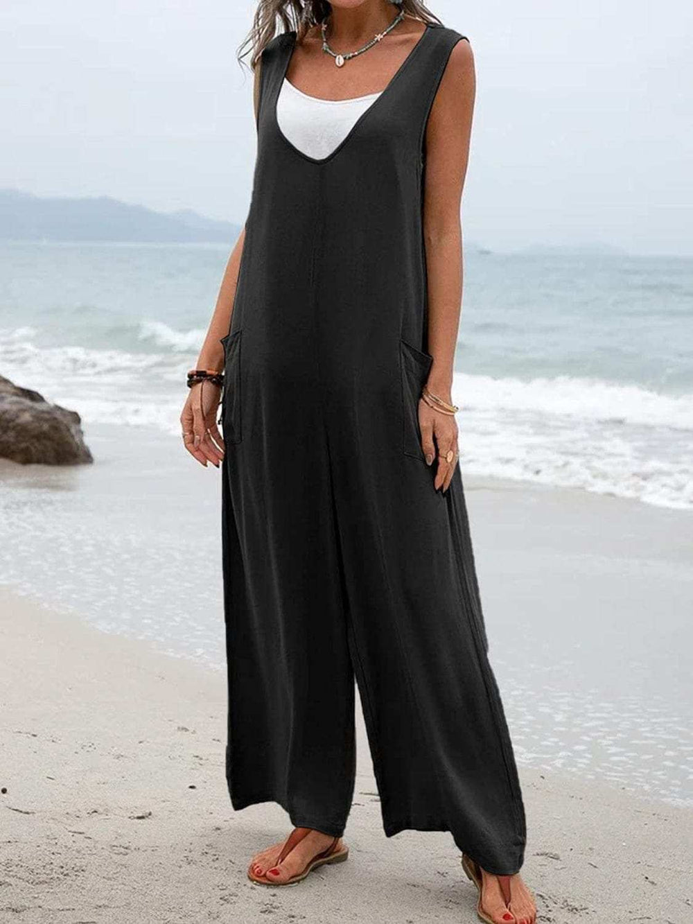Full Size Wide Strap Jumpsuit with Pockets - Trendsi - Flyclothing LLC