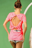 BiBi Burn Out Knit Top with Back Double Twist Detail - Trendsi - Flyclothing LLC