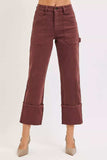 RISEN Full Size High Rise Wide Straight Cuffed Patch Jeans Plus Size - Trendsi - Flyclothing LLC