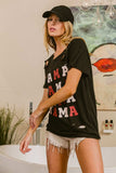 BiBi MAMA Graphic Distressed Short Sleeve T-Shirt - Trendsi - Flyclothing LLC