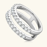 925 Sterling Silver Moissanite Double Layered Ring - Trendsi - Flyclothing LLC