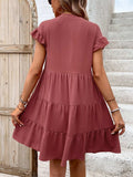 Tiered Notched Flounce Sleeve Mini Dress - Trendsi - Flyclothing LLC