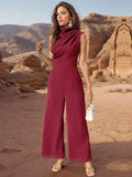 Ruched Mock Neck Sleeveless Jumpsuit - Trendsi - Flyclothing LLC