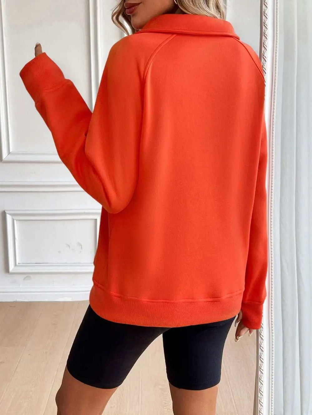 Ivy Lane Half Zip Raglan Sleeve Sweatshirt - Trendsi - Flyclothing LLC