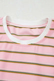 Stripe Wide Short Sleeve Tee and Short Set - Trendsi - Flyclothing LLC