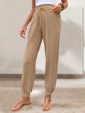 Tied Elastic Waist Pants with Pockets - Trendsi - Flyclothing LLC
