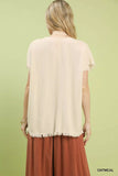 Umgee Linen Blend Embroidered Frayed Hem Top - Trendsi - Flyclothing LLC