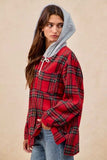 BiBi Brushed Plaid Hooded Jacket - Trendsi - Flyclothing LLC