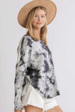 Umgee Full Size Tie Dye Round Neck Ribbed Button Front Top Plus Size - Trendsi - Flyclothing LLC