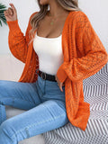 Openwork Open-Front Long Sleeve Cardigan - Trendsi - Flyclothing LLC