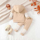 Checkered Long Sleeve Sweatshirt and Pants Set - Trendsi - Flyclothing LLC