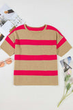 Contrast Striped Crew Neck Lightweight Knit Top - Trendsi - Flyclothing LLC