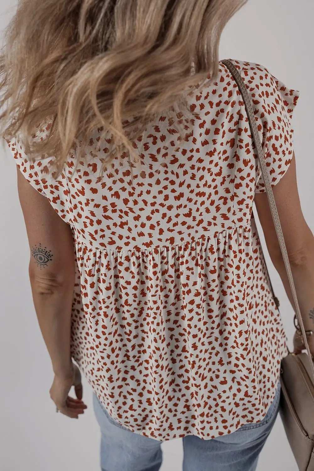 Printed Floral Embroidery Tie Neck Blouse - Trendsi - Flyclothing LLC