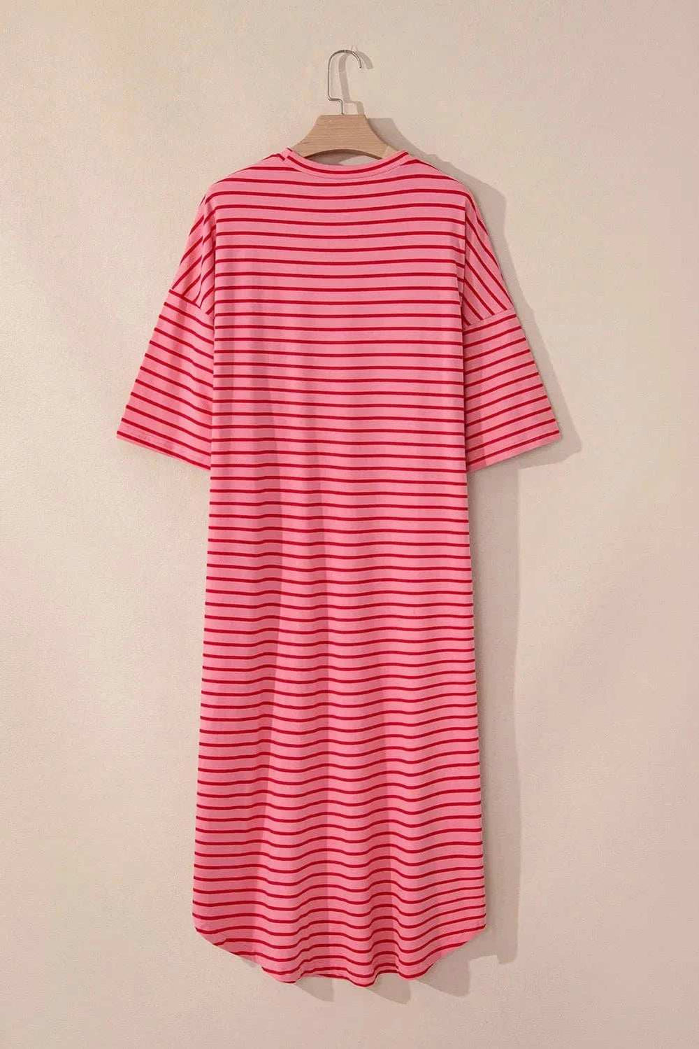 Pocketed Striped Half Sleeve Tee Dress - Trendsi - Flyclothing LLC