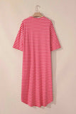 Pocketed Striped Half Sleeve Tee Dress - Trendsi - Flyclothing LLC