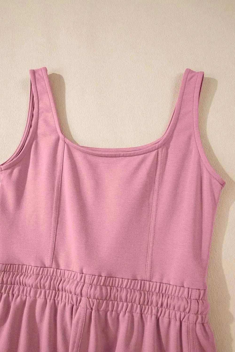 Elastic Waist Sleeveless Square Neck Jumpsuit - Trendsi - Flyclothing LLC