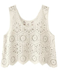 Openwork Round Neck Knit Vest - Trendsi - Flyclothing LLC