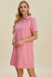 Double Take Full Size Texture Short Sleeve Dress - Trendsi - Flyclothing LLC
